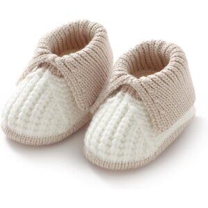 Newborn Infant Boys Girls White Knit Crochet Soft Cozy Warm Sock Shoes Boots